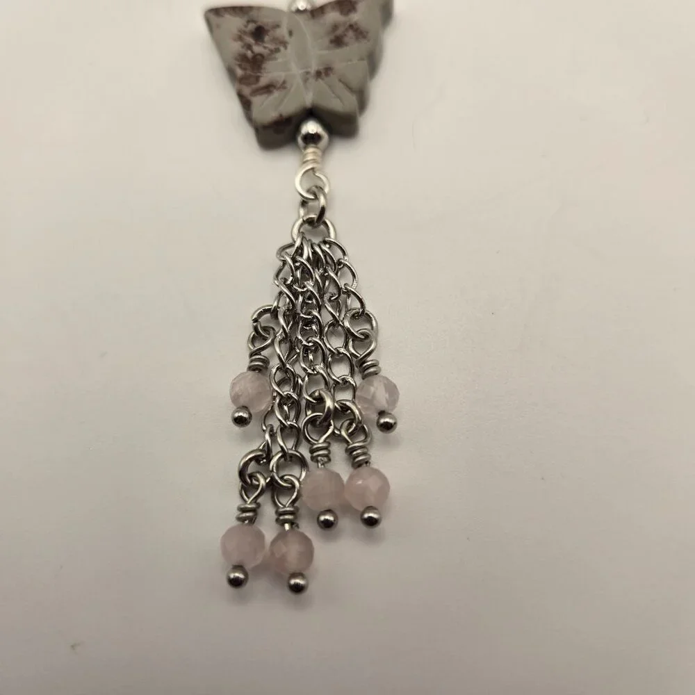 Handmade Gemstone Purse Charm Zipper Pull Butterfly
